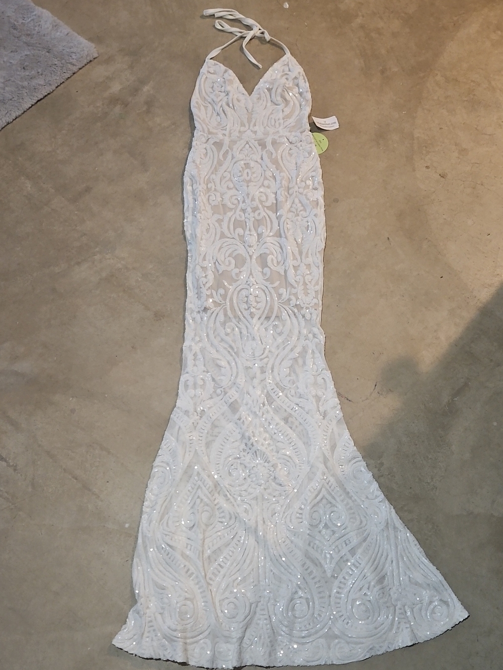 Windsor White Sequin Halter Gown